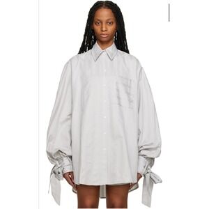 NWT Elleme Paris Strippy Grey Maxi Sleeve Oversized Button Down Shirt EU40 US 10